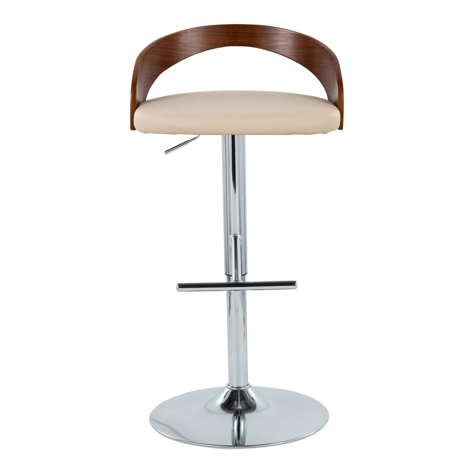 Grotto Cream Faux Leather Mid-Century Modern Adjustable Barstool (Set of 2) 8 Grotto Cream Faux Leather Mid-Century Modern Adjustable Barstool (Set of 2) - Image 8