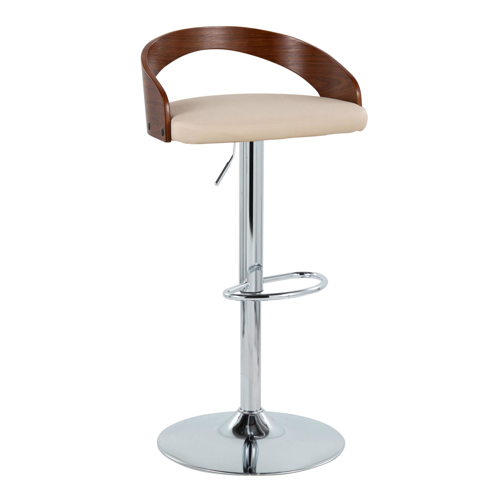 Grotto Cream Mid-Century Modern Adjustable Swivel Barstools (Set of 2) 4 Grotto Cream Mid-Century Modern Adjustable Swivel Barstools (Set of 2) - Image 4