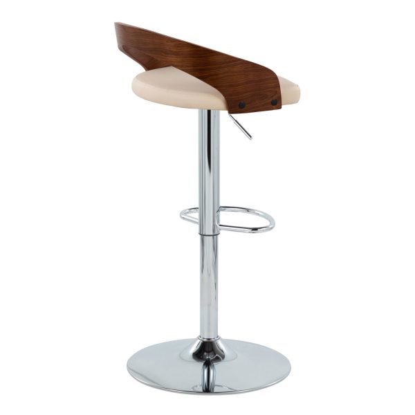 Grotto Cream Mid Century Modern Adjustable Swivel Barstools Set of 2 5
