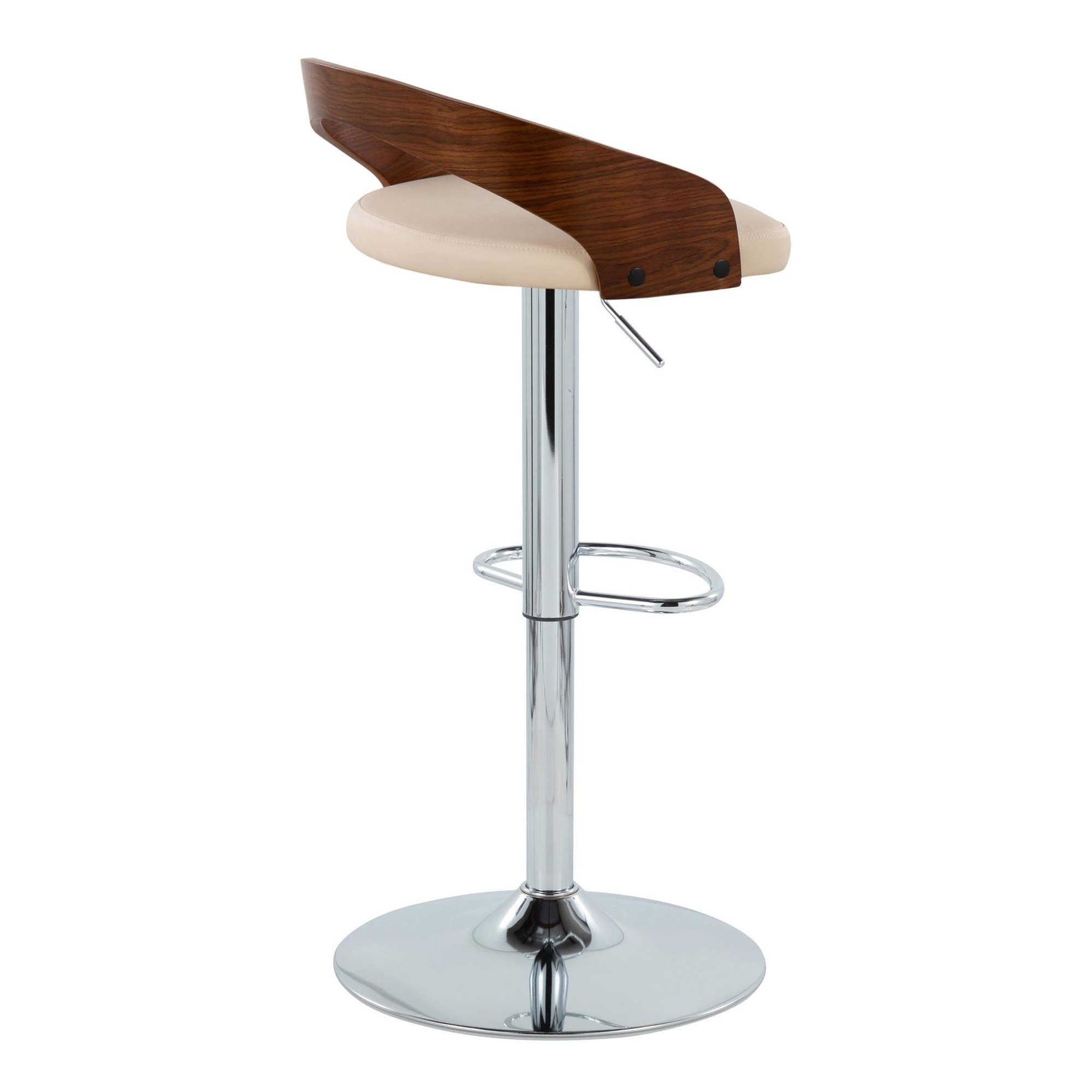 Grotto Cream Mid-Century Modern Adjustable Swivel Barstools (Set of 2) 6 Grotto Cream Mid-Century Modern Adjustable Swivel Barstools (Set of 2) - Image 6