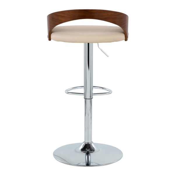 Grotto Cream Mid Century Modern Adjustable Swivel Barstools Set of 2 6