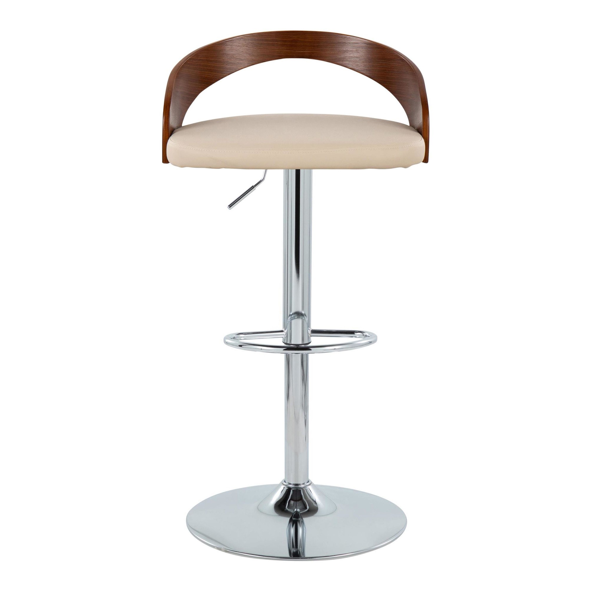 Grotto Cream Mid-Century Modern Adjustable Swivel Barstools (Set of 2) 8 Grotto Cream Mid-Century Modern Adjustable Swivel Barstools (Set of 2) - Image 8