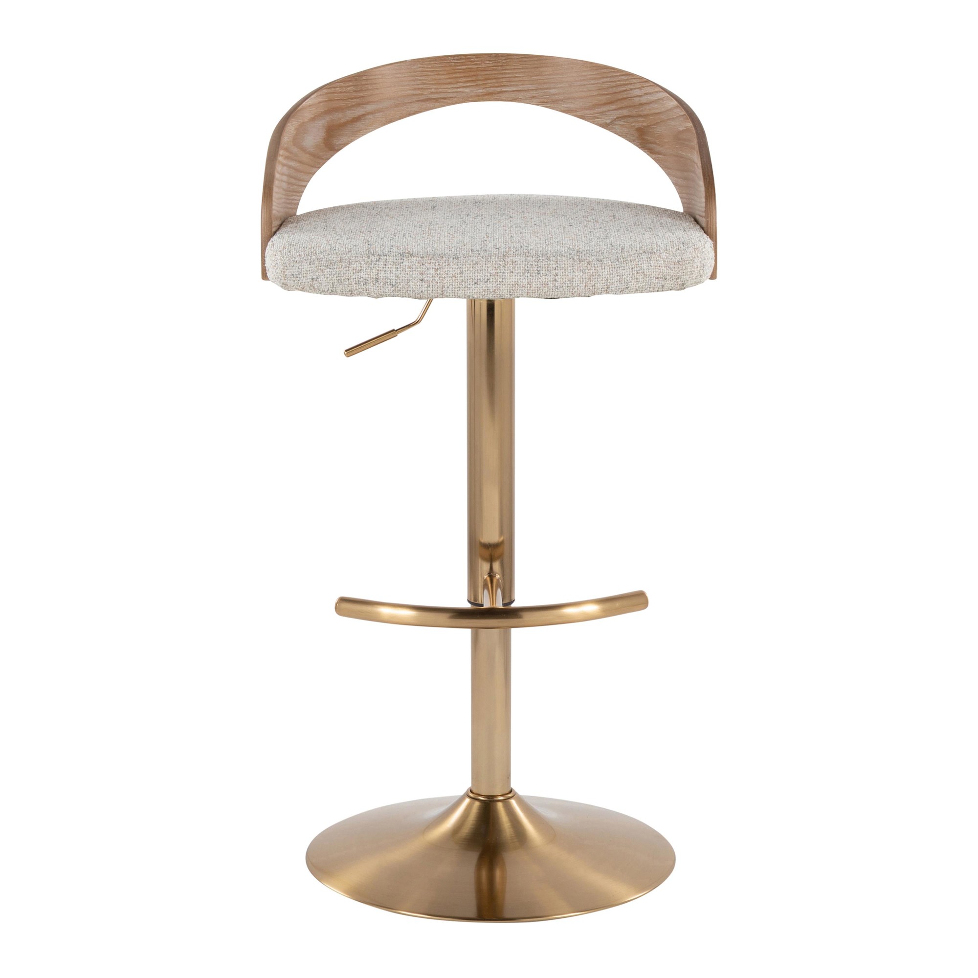 Grotto Gold Adjustable Oat Fabric Swivel Barstools (Set of 2) 10 Grotto Gold Adjustable Oat Fabric Swivel Barstools (Set of 2) - Image 10