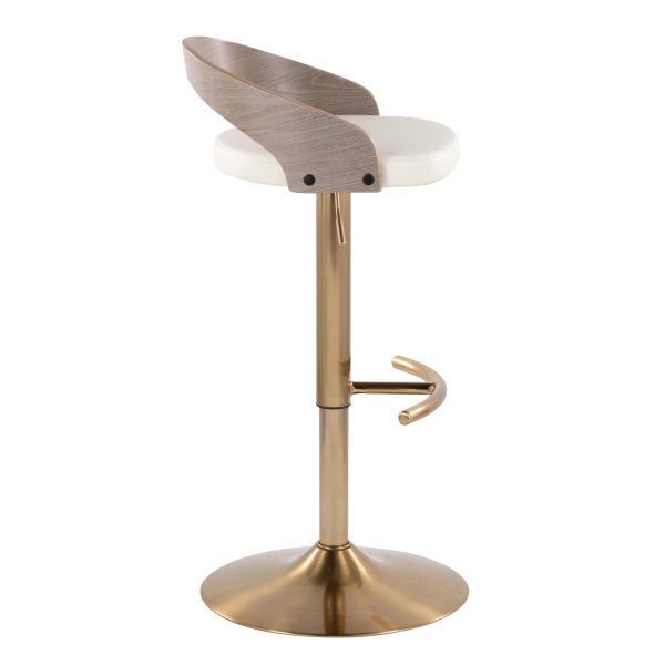 Grotto Gold Light Grey Contemporary Adjustable Barstool Set of 2 4