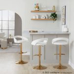Grotto Gold White Velvet Contemporary Adjustable Barstool (Set of 2) 11 Grotto Gold White Velvet Contemporary Adjustable Barstool (Set of 2)