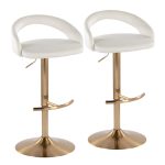 Grotto Gold White Velvet Contemporary Adjustable Barstool (Set of 2) 13 Grotto Gold White Velvet Contemporary Adjustable Barstool (Set of 2)