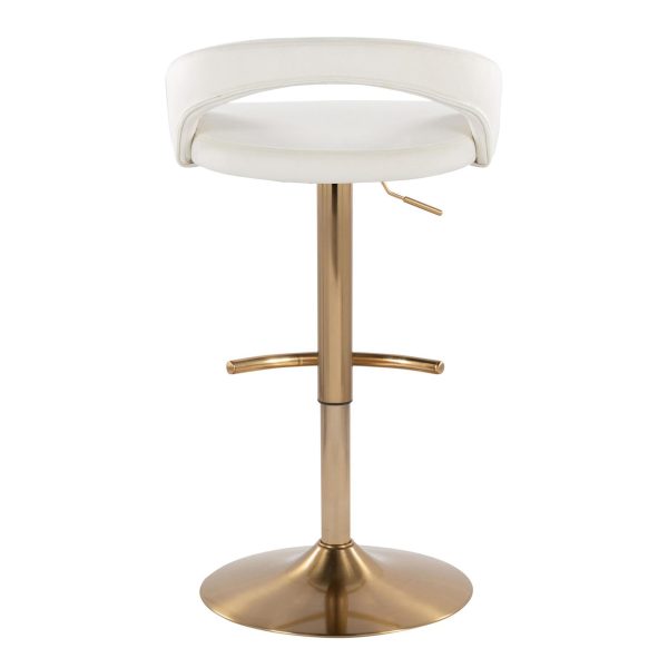 Grotto Gold White Velvet Contemporary Adjustable Barstool Set of 2 6