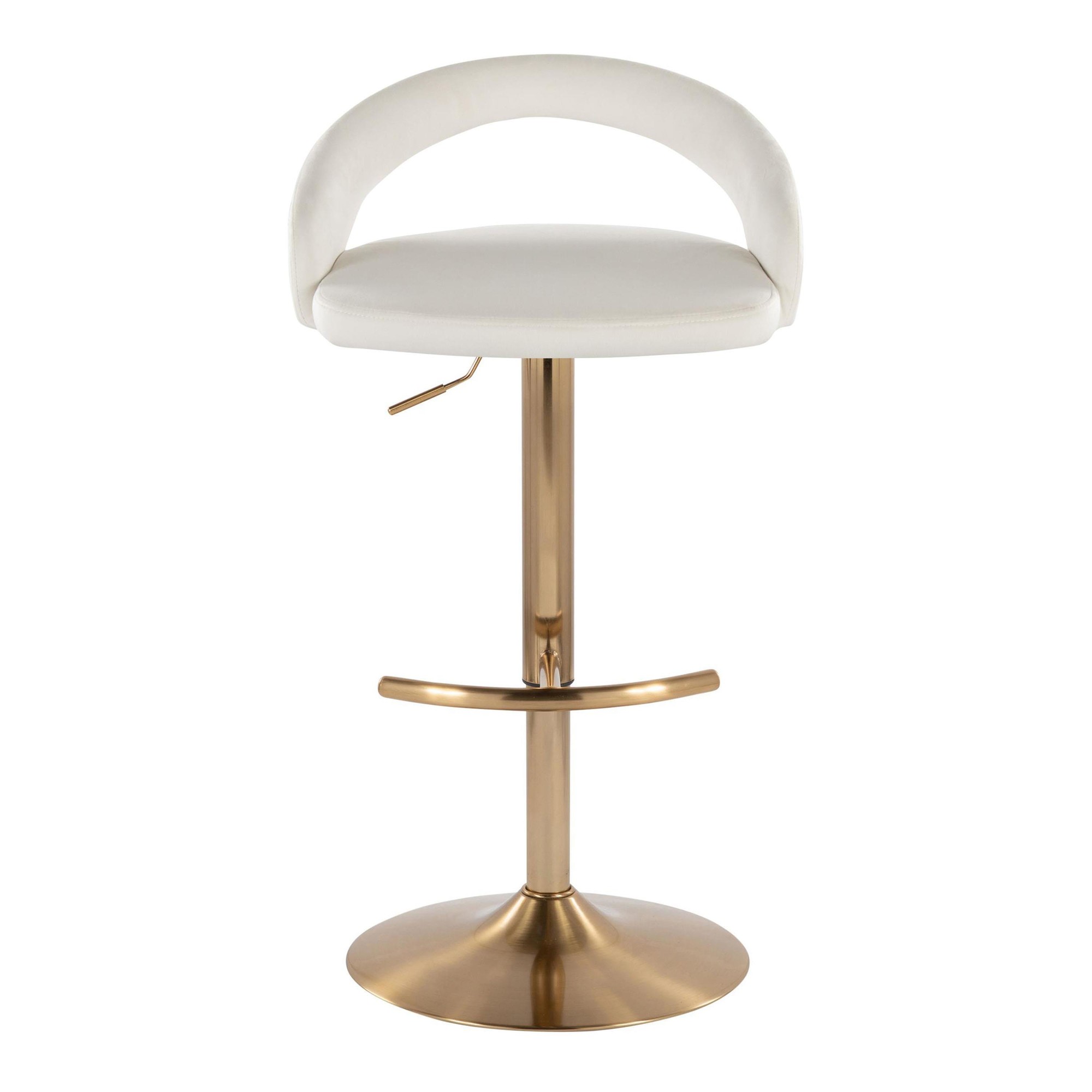 Grotto Gold White Velvet Contemporary Adjustable Barstool (Set of 2) 8 Grotto Gold White Velvet Contemporary Adjustable Barstool (Set of 2) - Image 8