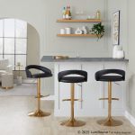 Grotto Gold and Black Adjustable Contemporary Barstools (Set of 2) 12 Grotto Gold and Black Adjustable Contemporary Barstools (Set of 2)