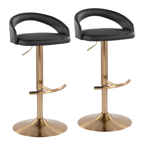 Grotto Gold and Black Adjustable Contemporary Barstools Set of 2 2