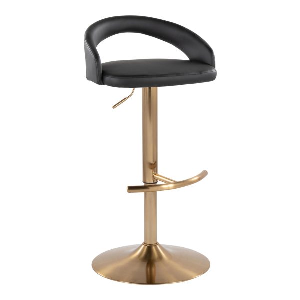 Grotto Gold and Black Adjustable Contemporary Barstools Set of 2 3