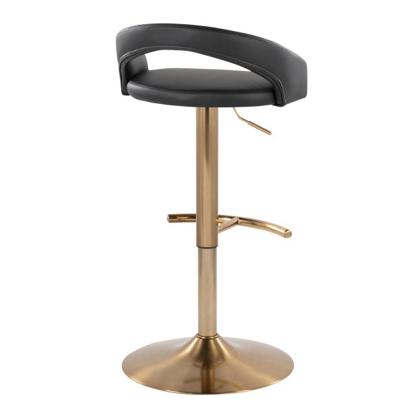 Grotto Gold and Black Adjustable Contemporary Barstools Set of 2 5