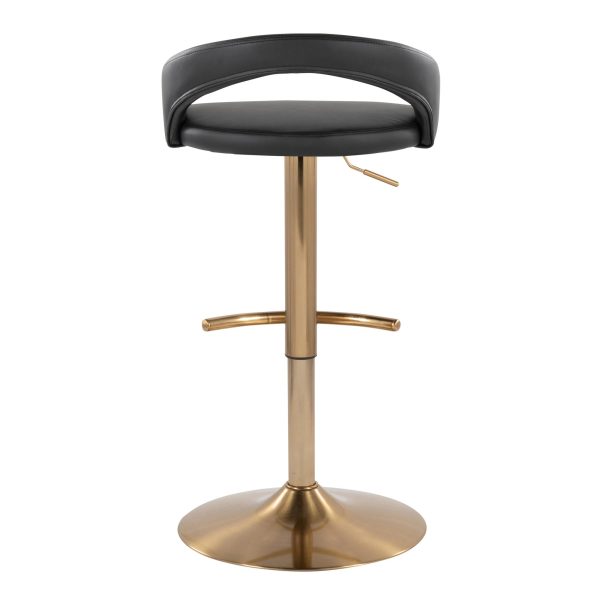 Grotto Gold and Black Adjustable Contemporary Barstools Set of 2 6