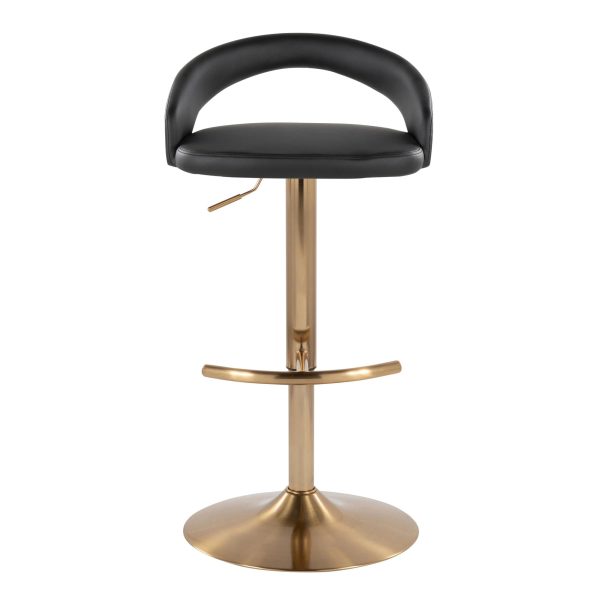 Grotto Gold and Black Adjustable Contemporary Barstools Set of 2 7