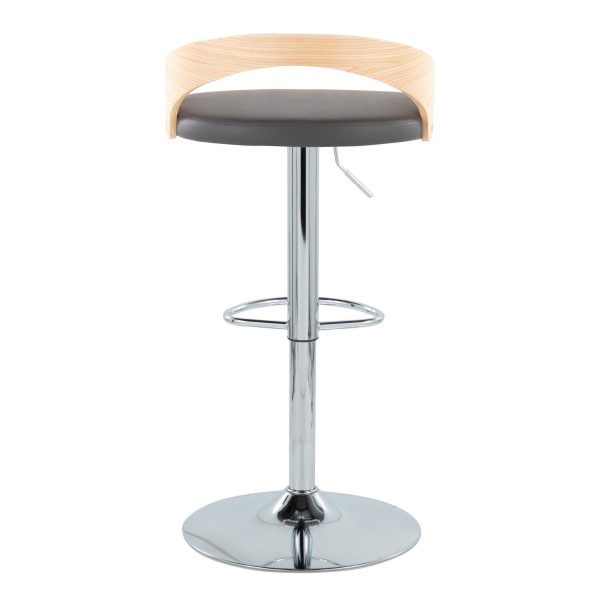 Grotto Grey Faux Leather Adjustable Mid Century Modern Barstools Set of 2 4