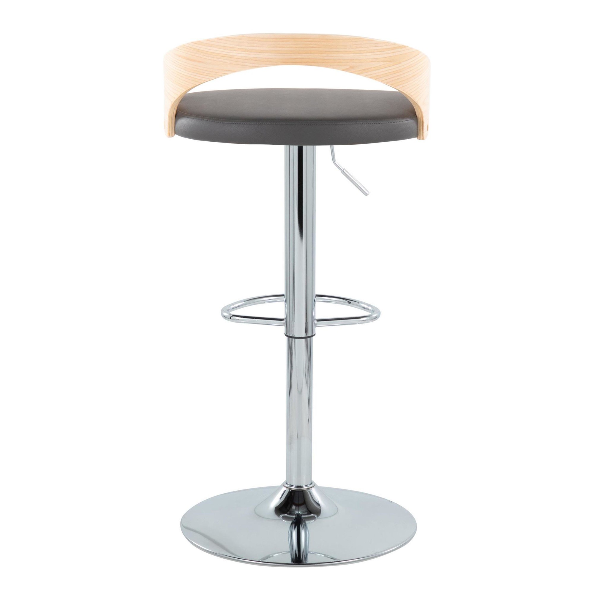 Grotto Grey Faux Leather Adjustable Mid-Century Modern Barstools (Set of 2) 5 Grotto Grey Faux Leather Adjustable Mid-Century Modern Barstools (Set of 2) - Image 5
