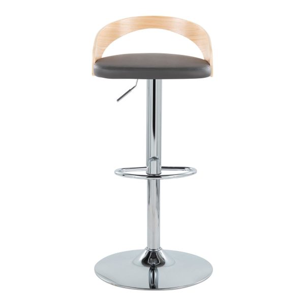 Grotto Grey Faux Leather Adjustable Mid Century Modern Barstools Set of 2 5