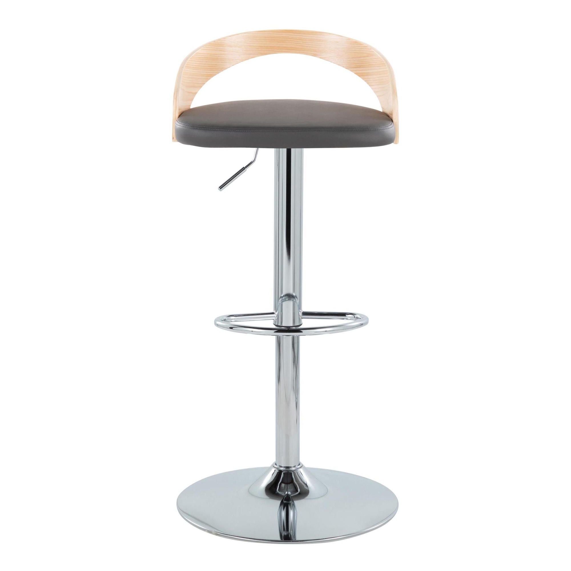 Grotto Grey Faux Leather Adjustable Mid-Century Modern Barstools (Set of 2) 6 Grotto Grey Faux Leather Adjustable Mid-Century Modern Barstools (Set of 2) - Image 6