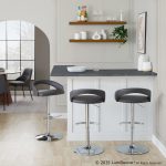 Grotto Grey Faux Leather Chrome Contemporary Adjustable Barstools (Set of 2) 12 Grotto Grey Faux Leather Chrome Contemporary Adjustable Barstools (Set of 2)