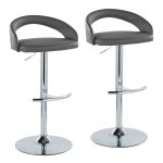 Grotto Grey Faux Leather Chrome Contemporary Adjustable Barstools (Set of 2) 13 Grotto Grey Faux Leather Chrome Contemporary Adjustable Barstools (Set of 2)