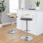 Grotto Grey Faux Leather Contemporary Adjustable Swivel Barstool (Set of 2) 13 Grotto Grey Faux Leather Contemporary Adjustable Swivel Barstool (Set of 2)