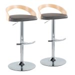 Grotto Grey Faux Leather Contemporary Adjustable Swivel Barstool (Set of 2) 17 Grotto Grey Faux Leather Contemporary Adjustable Swivel Barstool (Set of 2)