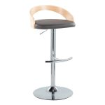 Grotto Grey Faux Leather Contemporary Adjustable Swivel Barstool (Set of 2) 18 Grotto Grey Faux Leather Contemporary Adjustable Swivel Barstool (Set of 2)