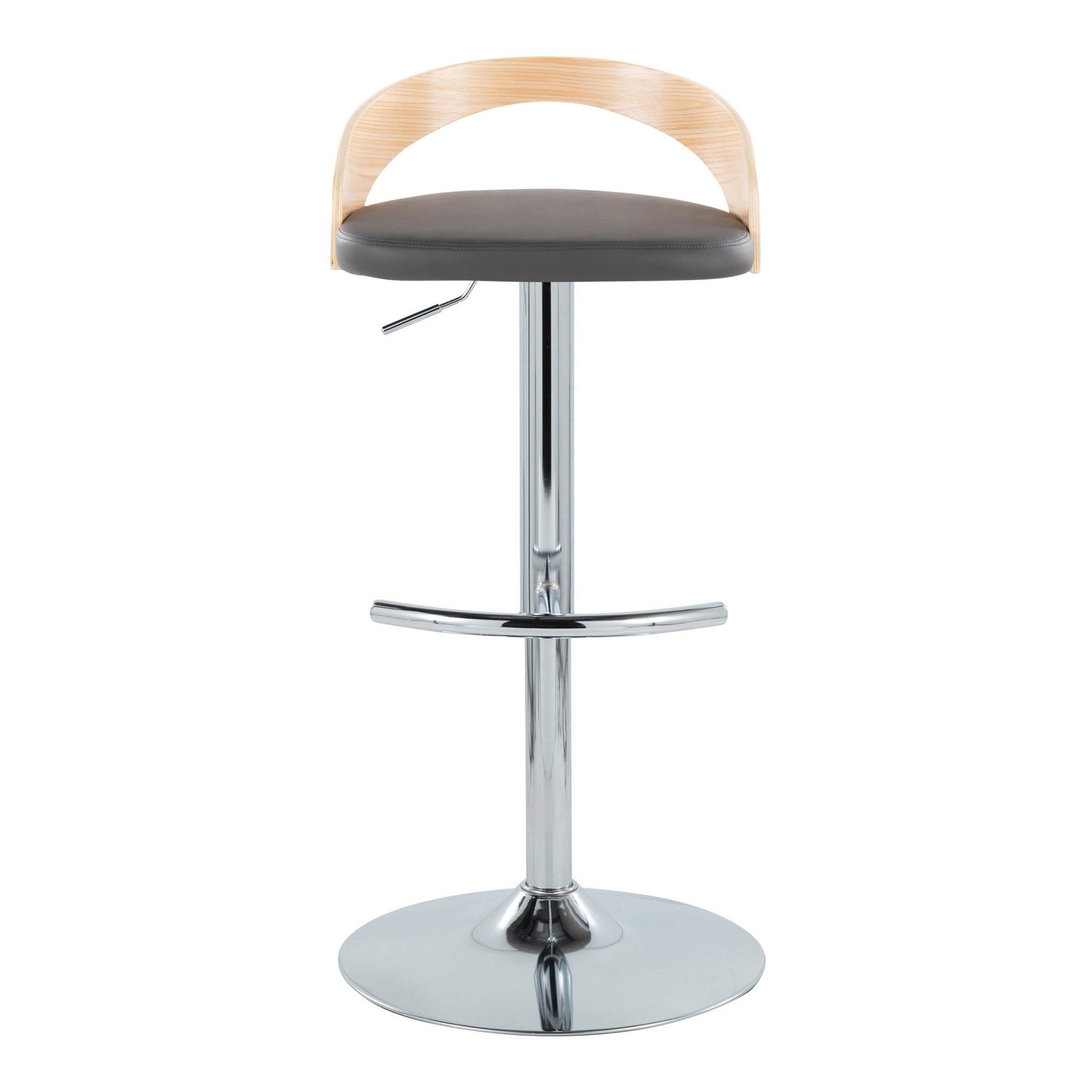 Grotto Grey Faux Leather Contemporary Adjustable Swivel Barstool (Set of 2) 10 Grotto Grey Faux Leather Contemporary Adjustable Swivel Barstool (Set of 2) - Image 10