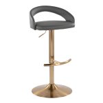 Grotto Grey Faux Leather Gold Contemporary Adjustable Barstools (Set of 2) 14 Grotto Grey Faux Leather Gold Contemporary Adjustable Barstools (Set of 2)