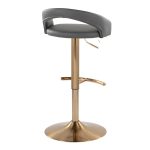 Grotto Grey Faux Leather Gold Contemporary Adjustable Barstools (Set of 2) 16 Grotto Grey Faux Leather Gold Contemporary Adjustable Barstools (Set of 2)
