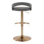 Grotto Grey Faux Leather Gold Contemporary Adjustable Barstools (Set of 2) 17 Grotto Grey Faux Leather Gold Contemporary Adjustable Barstools (Set of 2)
