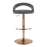 Grotto Grey Faux Leather Gold Contemporary Adjustable Barstools (Set of 2) 18 Grotto Grey Faux Leather Gold Contemporary Adjustable Barstools (Set of 2)