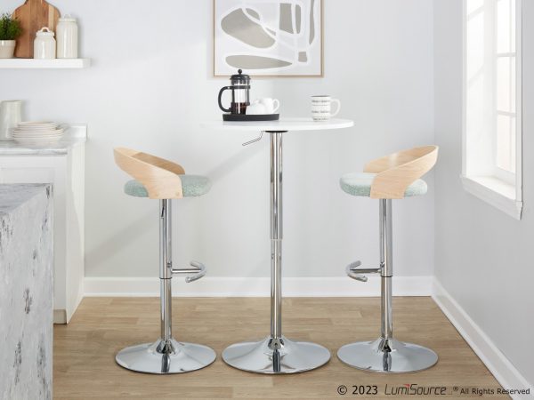 Grotto Light Green Fabric Contemporary Swivel Barstools Set of 2 2