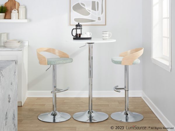 Grotto Light Green Fabric Contemporary Swivel Barstools Set of 2 3