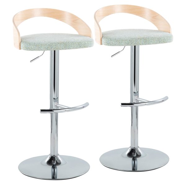Grotto Light Green Fabric Contemporary Swivel Barstools Set of 2 4