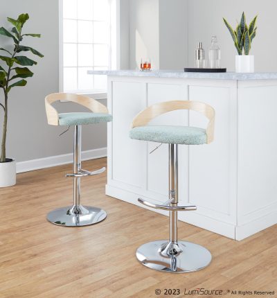 Grotto Light Green Fabric Contemporary Swivel Barstools (Set of 2)