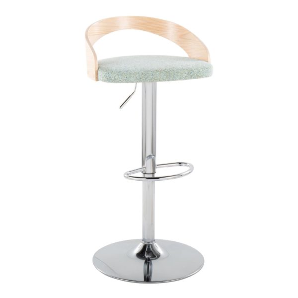Grotto Light Green Mid Century Modern Adjustable Swivel Barstools Set of 2 1
