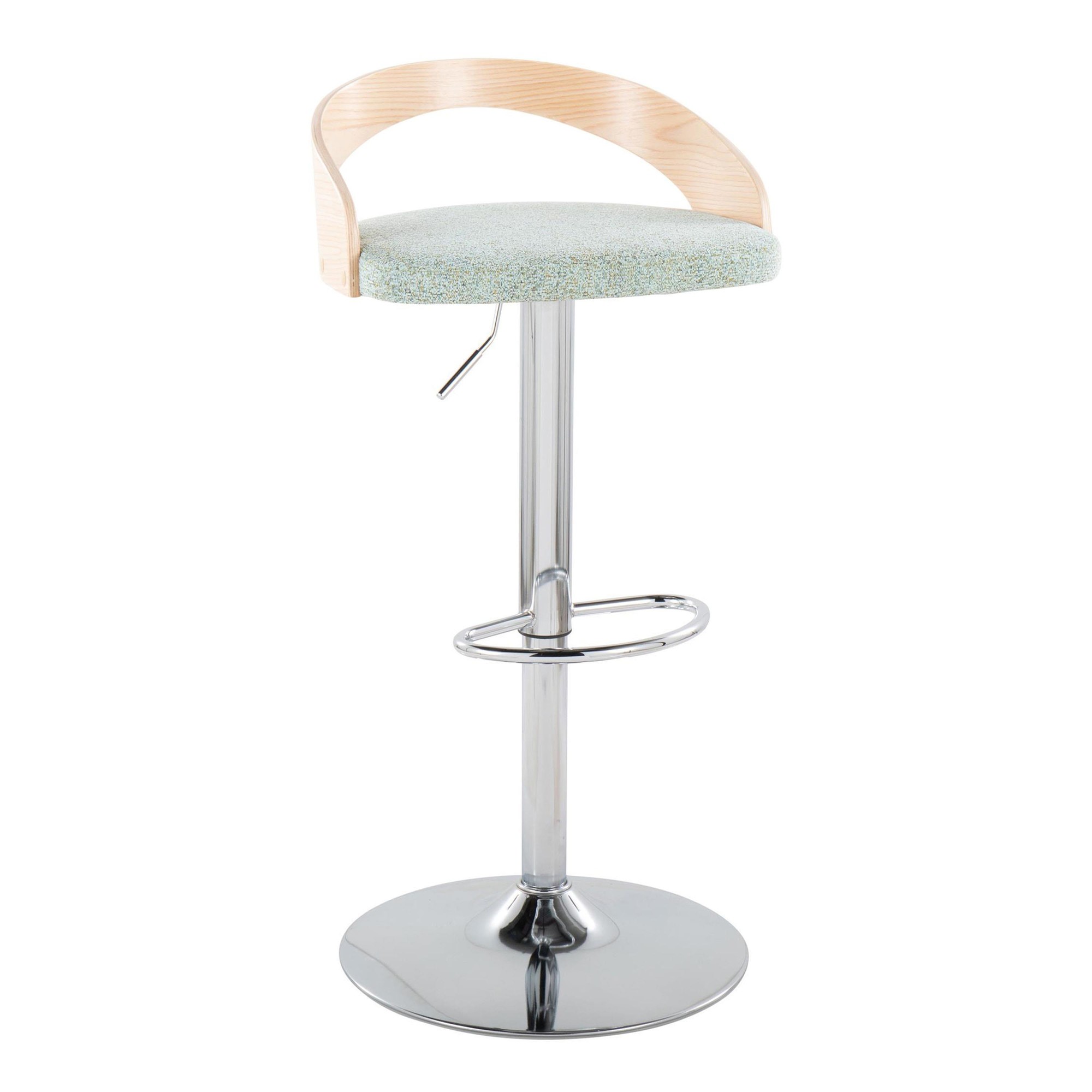 Grotto Light Green Mid-Century Modern Adjustable Swivel Barstools (Set of 2) 2 Grotto Light Green Mid-Century Modern Adjustable Swivel Barstools (Set of 2) - Image 2