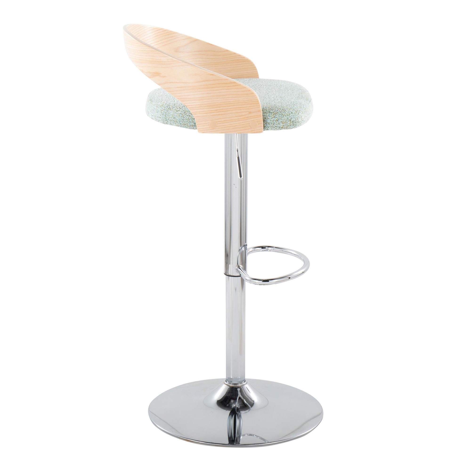 Grotto Light Green Mid-Century Modern Adjustable Swivel Barstools (Set of 2) 3 Grotto Light Green Mid-Century Modern Adjustable Swivel Barstools (Set of 2) - Image 3