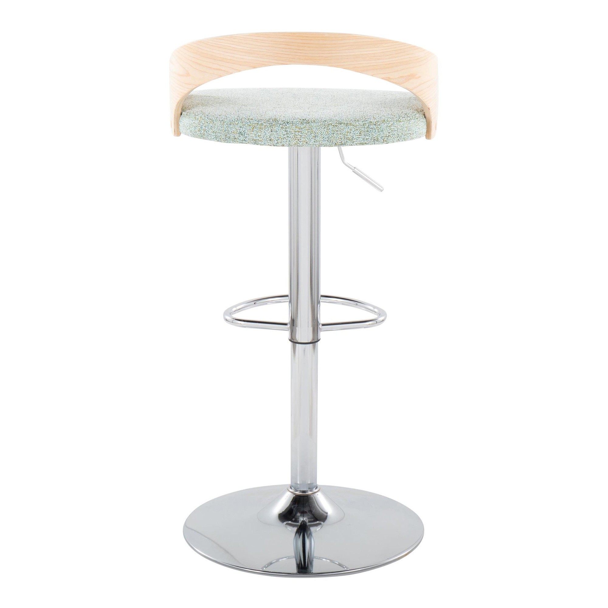 Grotto Light Green Mid-Century Modern Adjustable Swivel Barstools (Set of 2) 5 Grotto Light Green Mid-Century Modern Adjustable Swivel Barstools (Set of 2) - Image 5