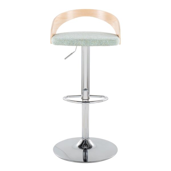 Grotto Light Green Mid Century Modern Adjustable Swivel Barstools Set of 2 5