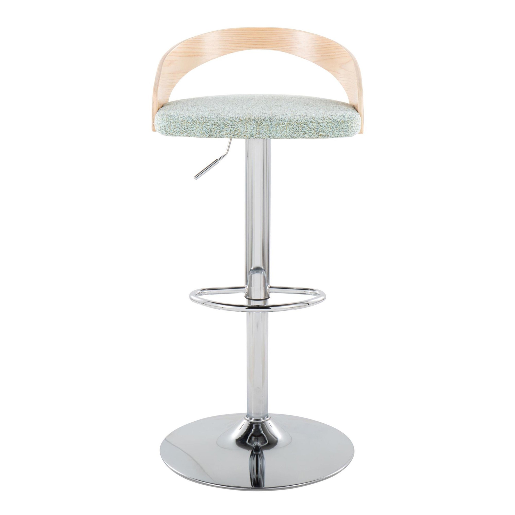 Grotto Light Green Mid-Century Modern Adjustable Swivel Barstools (Set of 2) 6 Grotto Light Green Mid-Century Modern Adjustable Swivel Barstools (Set of 2) - Image 6