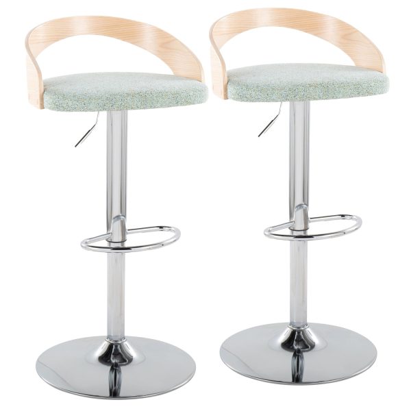 Grotto Light Green Mid Century Modern Adjustable Swivel Barstools Set of 2