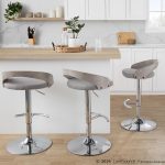 Grotto Light Grey Contemporary Adjustable Swivel Barstool (Set of 2) 12 Grotto Light Grey Contemporary Adjustable Swivel Barstool (Set of 2)