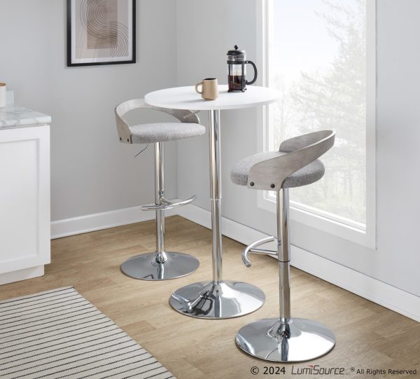 Grotto Light Grey Contemporary Adjustable Swivel Barstool Set of 2 2