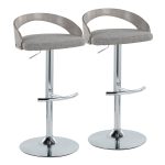 Grotto Light Grey Contemporary Adjustable Swivel Barstool (Set of 2) 16 Grotto Light Grey Contemporary Adjustable Swivel Barstool (Set of 2)