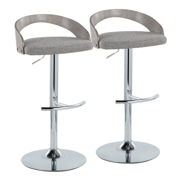 Grotto Light Grey Contemporary Adjustable Swivel Barstool Set of 2 4