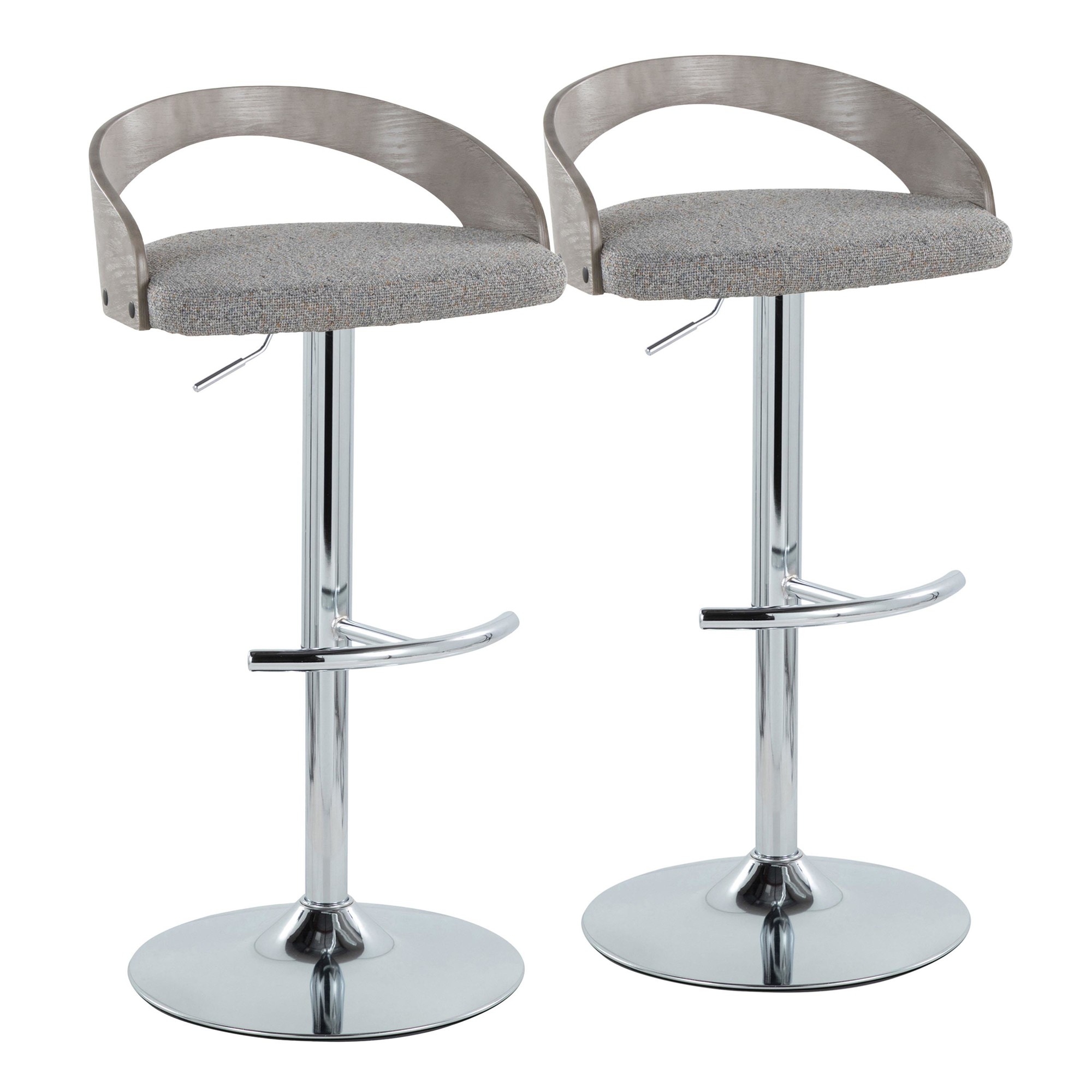 Grotto Light Grey Contemporary Adjustable Swivel Barstool (Set of 2) 5 Grotto Light Grey Contemporary Adjustable Swivel Barstool (Set of 2) - Image 5