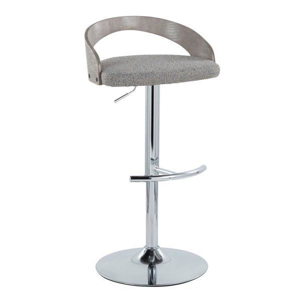 Grotto Light Grey Contemporary Adjustable Swivel Barstool Set of 2 5