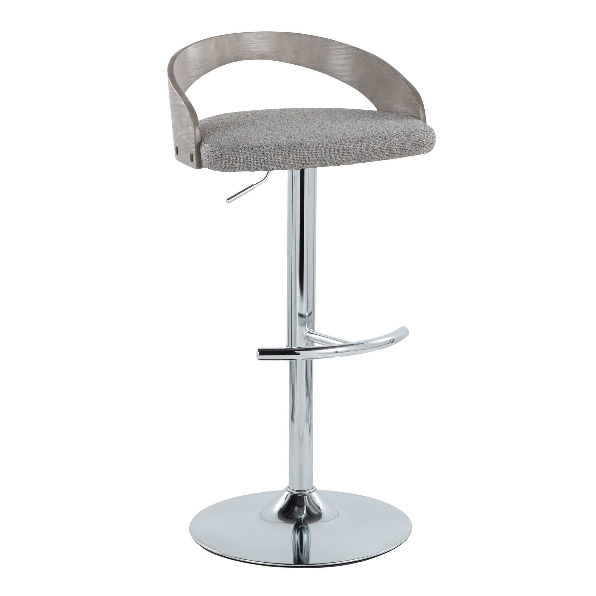 Grotto Light Grey Contemporary Adjustable Swivel Barstool (Set of 2) 6 Grotto Light Grey Contemporary Adjustable Swivel Barstool (Set of 2) - Image 6